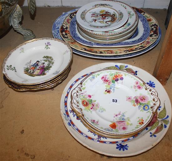 Crown Derby & Meissen plates, meat platters & decorative plates